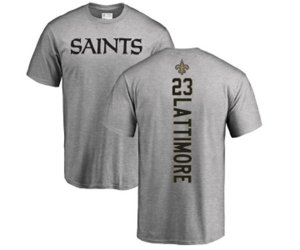 New Orleans Saints #23 Marshon Lattimore Ash Backer T-Shirt