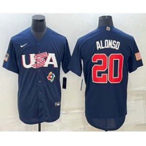 USA Baseball #20 Pete Alonso 2023 Navy World Baseball Classic Stitched Jerseys