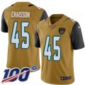 Jacksonville Jaguars #45 K'Lavon Chaisson Gold Stitched NFL Limited Rush 100th Season Jersey