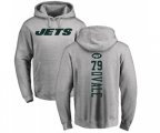 New York Jets #79 Brent Qvale Ash Backer Pullover Hoodie