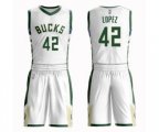 Milwaukee Bucks #42 Robin Lopez Authentic White Basketball Suit Jersey - Association Edition