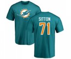 Miami Dolphins #71 Josh Sitton Aqua Green Name & Number Logo T-Shirt