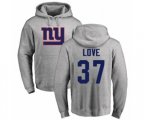 New York Giants #37 Julian Love Ash Name & Number Logo Pullover Hoodie