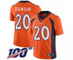 Denver Broncos #20 Duke Dawson Orange Team Color Vapor Untouchable Limited Player 100th Season Football Jersey