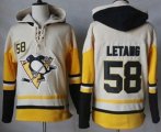 Pittsburgh Penguins #58 Kris Letang Cream Gold Sawyer Hooded Sweatshirt Stitched NHL Jersey