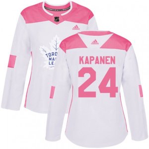 Women Toronto Maple Leafs #24 Kasperi Kapanen Authentic White Pink Fashion NHL Jersey
