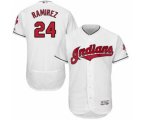 Men Cleveland Indians #24 Manny Ramirez Majestic white Flexbase Authentic Collection Player Jersey