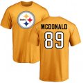 Pittsburgh Steelers #89 Vance McDonald Gold Name & Number Logo T-Shirt