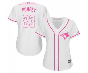 Women\'s Toronto Blue Jays #23 Dalton Pompey Authentic White Fashion Cool Base Baseball Jersey