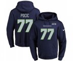 Seattle Seahawks #77 Ethan Pocic Navy Blue Name & Number Pullover Hoodie