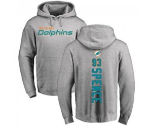 Miami Dolphins #93 Akeem Spence Ash Backer Pullover Hoodie