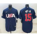 USA Baseball #15 Bobby Witt Jr 2023 Navy World Baseball Classic Stitched Jerseys