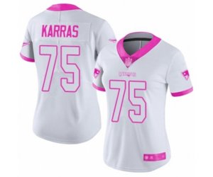 Women New England Patriots #75 Ted Karras Limited White Pink Rush Fashion Football Jersey