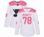 Women Adidas St. Louis Blues #78 Beau Bennett Authentic White Pink Fashion NHL Jersey