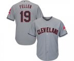 Cleveland Indians #19 Bob Feller Replica Grey Road Cool Base Baseball Jersey
