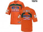 2016 US Flag Fashion Youth Miami Hurricanes Ray Lewis #52 College Football Jersey - Orange