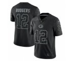 Green Bay Packers #12 Aaron Rodgers Black Reflective Limited Stitched Football Jersey