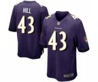 Baltimore Ravens #43 Justice Hill Game Purple Team Color Football Jersey