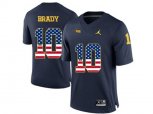 2016 US Flag Fashion-2016 Men's Jordan Brand Michigan Wolverines Tom Brady #10 College Football Limited Jersey - Navy Blue