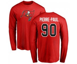 Tampa Bay Buccaneers #90 Jason Pierre-Paul Red Name & Number Logo Long Sleeve T-Shirt