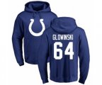Indianapolis Colts #64 Mark Glowinski Royal Blue Name & Number Logo Pullover Hoodie