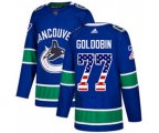 Vancouver Canucks #77 Nikolay Goldobin Blue Home USA Flag Stitched Hockey Jersey