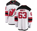 New Jersey Devils #63 Jesper Bratt Fanatics Branded White Away Breakaway Hockey Jersey