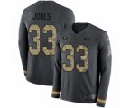 Green Bay Packers #33 Aaron Jones Limited Black Salute to Service Therma Long Sleeve NFL Jersey