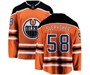 Edmonton Oilers #58 Anton Slepyshev Fanatics Branded Orange Home Breakaway NHL Jersey