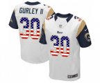 Los Angeles Rams #30 Todd Gurley Elite White Road USA Flag Fashion Football Jersey