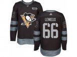 Pittsburgh Penguins #66 Mario Lemieux Black 1917-2017 100th Anniversary Stitched NHL Jersey