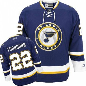 St. Louis Blues #22 Chris Thorburn Premier Navy Blue Third NHL Jersey