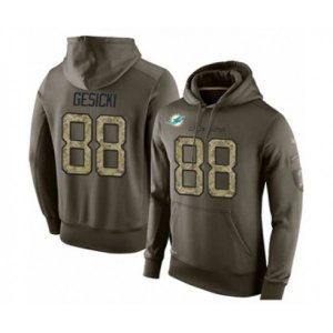 Miami Dolphins #88 Mike Gesicki Green Salute To Service Men\'s Pullover Hoodie