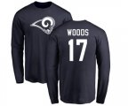 Los Angeles Rams #17 Robert Woods Navy Blue Name & Number Logo Long Sleeve T-Shirt