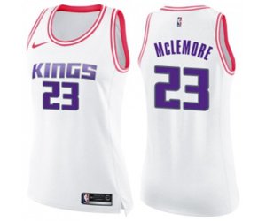Women\'s Sacramento Kings #23 Ben McLemore Swingman White Pink Fashion Basketball Jersey
