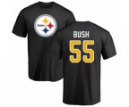 Pittsburgh Steelers #55 Devin Bush Black Name & Number Logo T-Shirt
