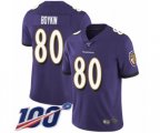 Baltimore Ravens #80 Miles Boykin Purple Team Color Vapor Untouchable Limited Player 100th Season Football Jersey