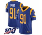 Los Angeles Rams #91 Greg Gaines Royal Blue Alternate Vapor Untouchable Limited Player 100th Season Football Jersey