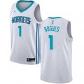 Charlotte Hornets #1 Muggsy Bogues Authentic White NBA Jersey - Association Edition