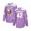 New York Islanders #42 Cole Bardreau Authentic Purple Fights Cancer Practice Hockey Jersey