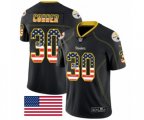 Pittsburgh Steelers #30 James Conner Limited Black Rush USA Flag NFL Jersey