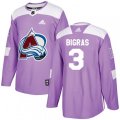 Colorado Avalanche #3 Chris Bigras Authentic Purple Fights Cancer Practice NHL Jersey