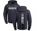 New England Patriots #12 Tom Brady Navy Blue Backer Pullover Hoodie