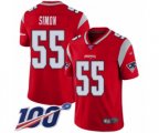 New England Patriots #55 John Simon Limited Red Inverted Legend 100th Season Football Jersey