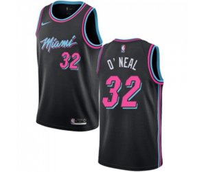 Miami Heat #32 Shaquille O\'Neal Authentic Black Basketball Jersey - City Edition