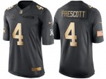 Dallas Cowboys #4 Dak Prescott Anthracite 2016 Christmas Day Gold NFL Limited Salute to Service Jersey