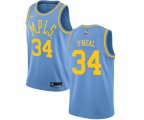 Los Angeles Lakers #34 Shaquille O'Neal Authentic Blue Hardwood Classics NBA Jersey
