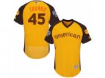 Baltimore Orioles #45 Mark Trumbo Yellow 2016 All-Star American League BP Authentic Collection Flex Base MLB Jersey