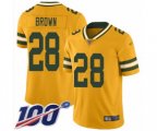 Green Bay Packers #28 Tony Brown Limited Gold Inverted Legend 100th Season Football Jersey
