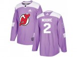 New Jersey Devils #2 John Moore Purple Authentic Fights Cancer Stitched NHL Jersey